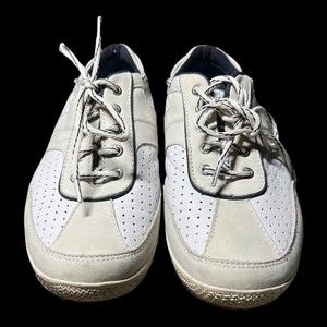 Sperry Top Sider Upper Leather Boat Shoes 9.5M Womens 9753450 White Blue